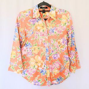 LAUREN by RALPH LAUREN Petite Orange Floral Shirt